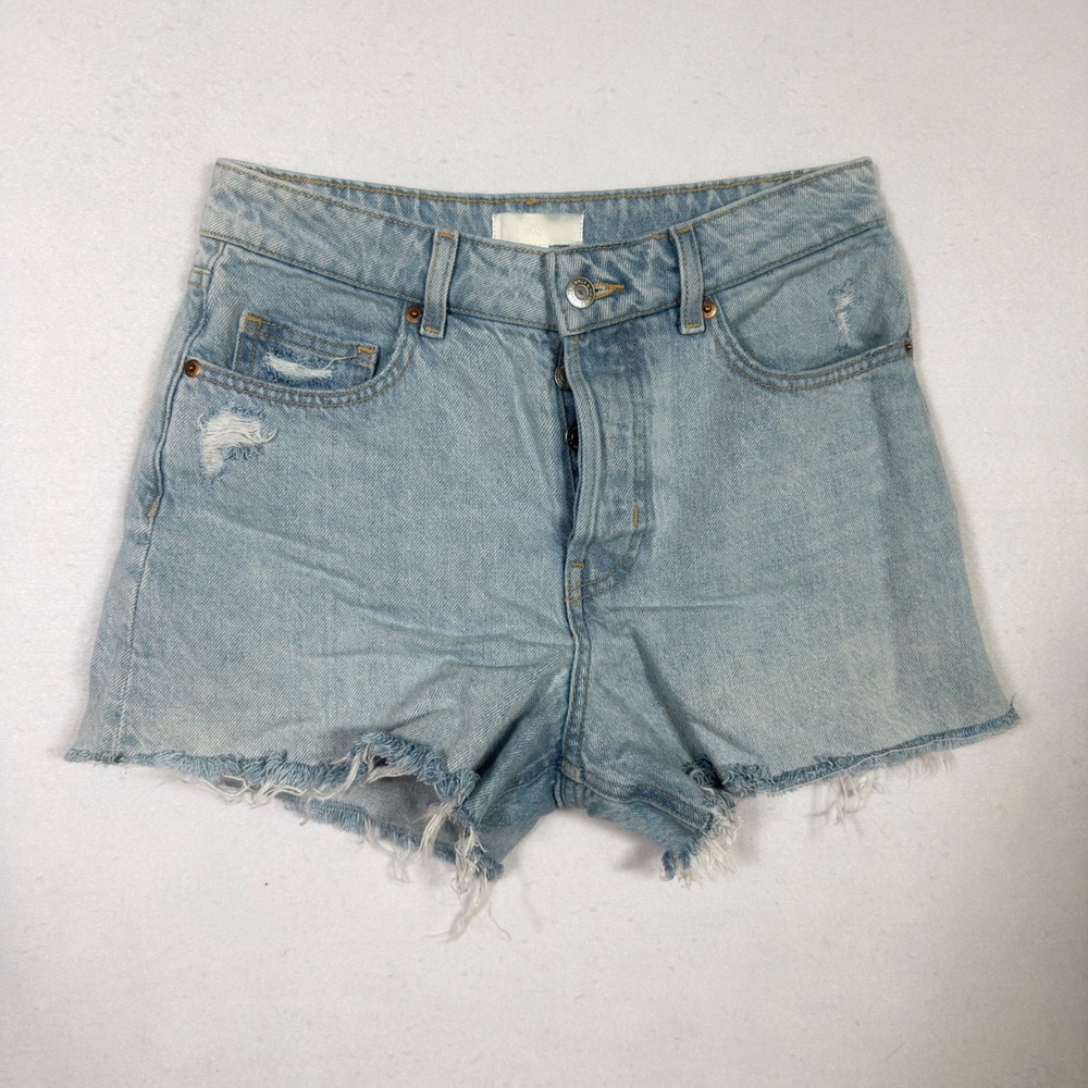 H&M Women's Distressed Denim Cutoff‎ Shorts Size 6 Light Wash Frayed Hem